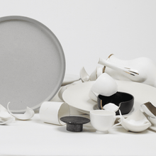 Load image into Gallery viewer, recinder_rosy_napper_low_carbon_dinner_plate_scrap_ceramic_industry_the_home_of_sustainable_things_gray_2_4_