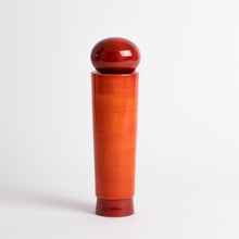 Load image into Gallery viewer, salt_grinder_or_pepper_mill_channapatna_turned_wood_natural_dyes_built_editions-the-home-of-sustainable-things_light_red_tall_1