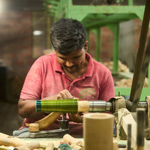 Load image into Gallery viewer, salt_grinder_pepper_mill_channapatna_turned_wood_natural_dyes_built_editions-the-home-of-sustainable-things_yellow_tall_1