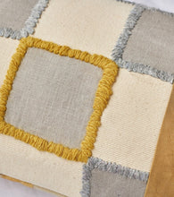 Load image into Gallery viewer, two-sided-cushion-waste-fabrics-derbyshire-wool-screen-printed-silk-cotton-hand-embroidered-patchwork-handwoven-handdyed_painted-wilde-studio-the_home_of_sustainable_things