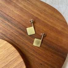 Load image into Gallery viewer, 3D Square Earrings | made from recycled brass - THE HOME OF SUSTAINABLE THINGS
