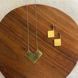 3D Square Earrings | made from recycled brass - THE HOME OF SUSTAINABLE THINGS