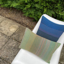 Load image into Gallery viewer, &quot;Coded&quot; Cushion Cover | olive &amp; blue | made from deadstock yarn - THE HOME OF SUSTAINABLE THINGS
