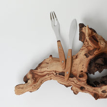 Load image into Gallery viewer, WaMa Cutlery Set 3 piece | made from scrap metal &amp; driftwood - THE HOME OF SUSTAINABLE THINGS
